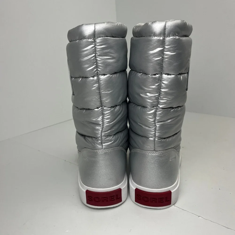 Sorel Waterproof Metallic Silver Puffer Snow Boots‎ Womens 9.5 Après Ski Y2K